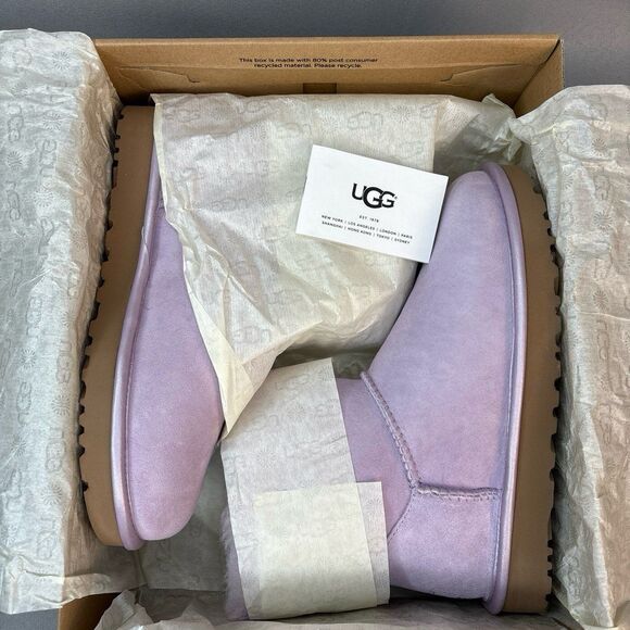 New Women's Sz 8 UGG Boots Bailey Bow Metallic LRFG Lavendar Fog Sold Out Rare! - Picture 2 of 12
